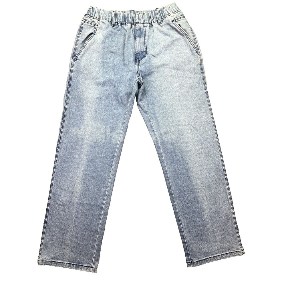 #640 Mens Jeans‎ Elastic Waistband Tag Size 34WX30L Blue Zipper Fly